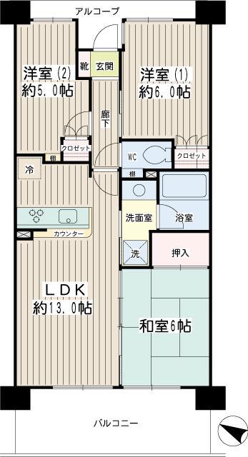 ナイスクオリティス横濱鶴見(3LDK/4階)の間取り写真
