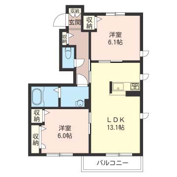 サンモールII(2LDK/1階)の間取り写真
