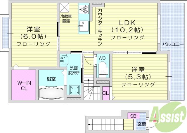 アパパネⅢ(2LDK/2階)の間取り写真
