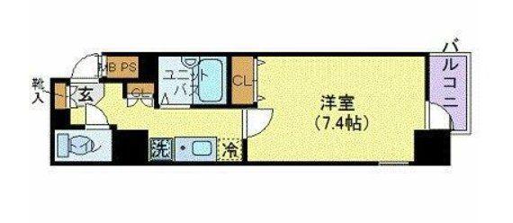 メインステージ日本橋箱崎2(1K/2階)の間取り写真