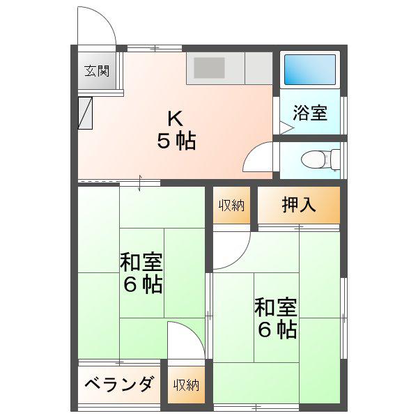 ハイツ舞(2K/2階)の間取り写真