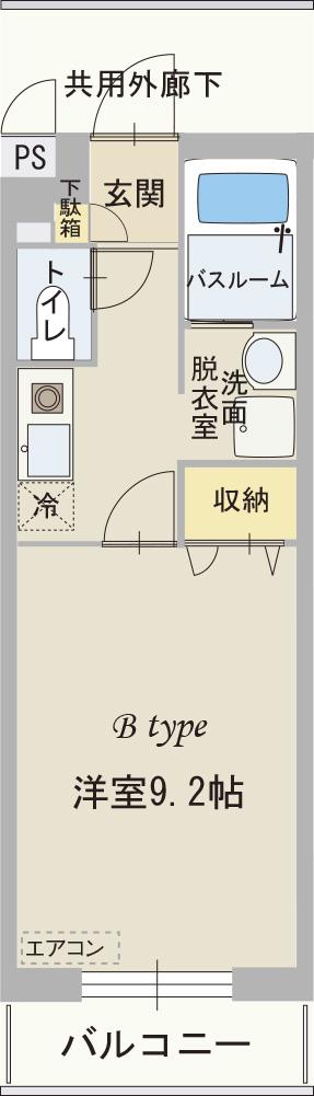アルコバレーノI(1K/2階)の間取り写真