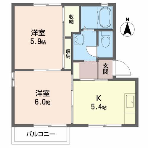 エスポワールもみじが丘(2K/2階)の間取り写真