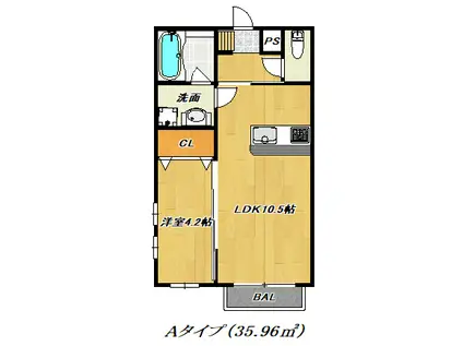 エマイユ鴻池(1LDK/1階)の間取り写真