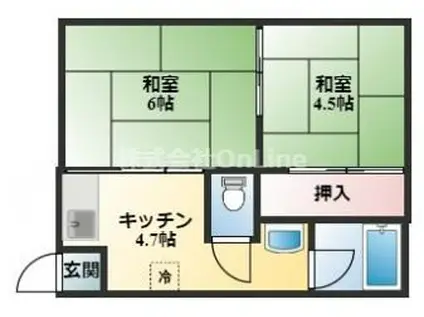 永和ハイツ(2K/2階)の間取り写真