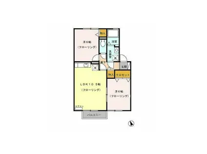 サンハイムA(2LDK/2階)の間取り写真