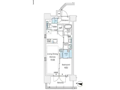 BRILLIA四谷三丁目(1LDK/13階)の間取り写真