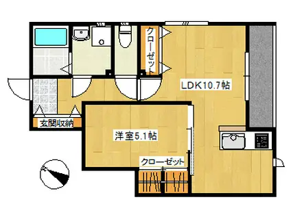 リフレッシュメント(1LDK/1階)の間取り写真