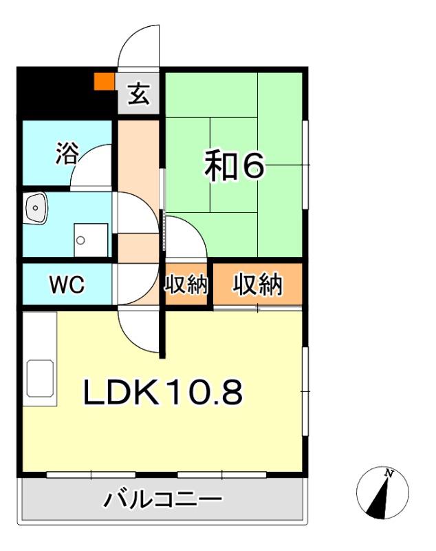 コーポサンワ(1LDK/2階)の間取り写真