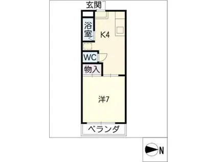 サンライズII(1K/3階)の間取り写真