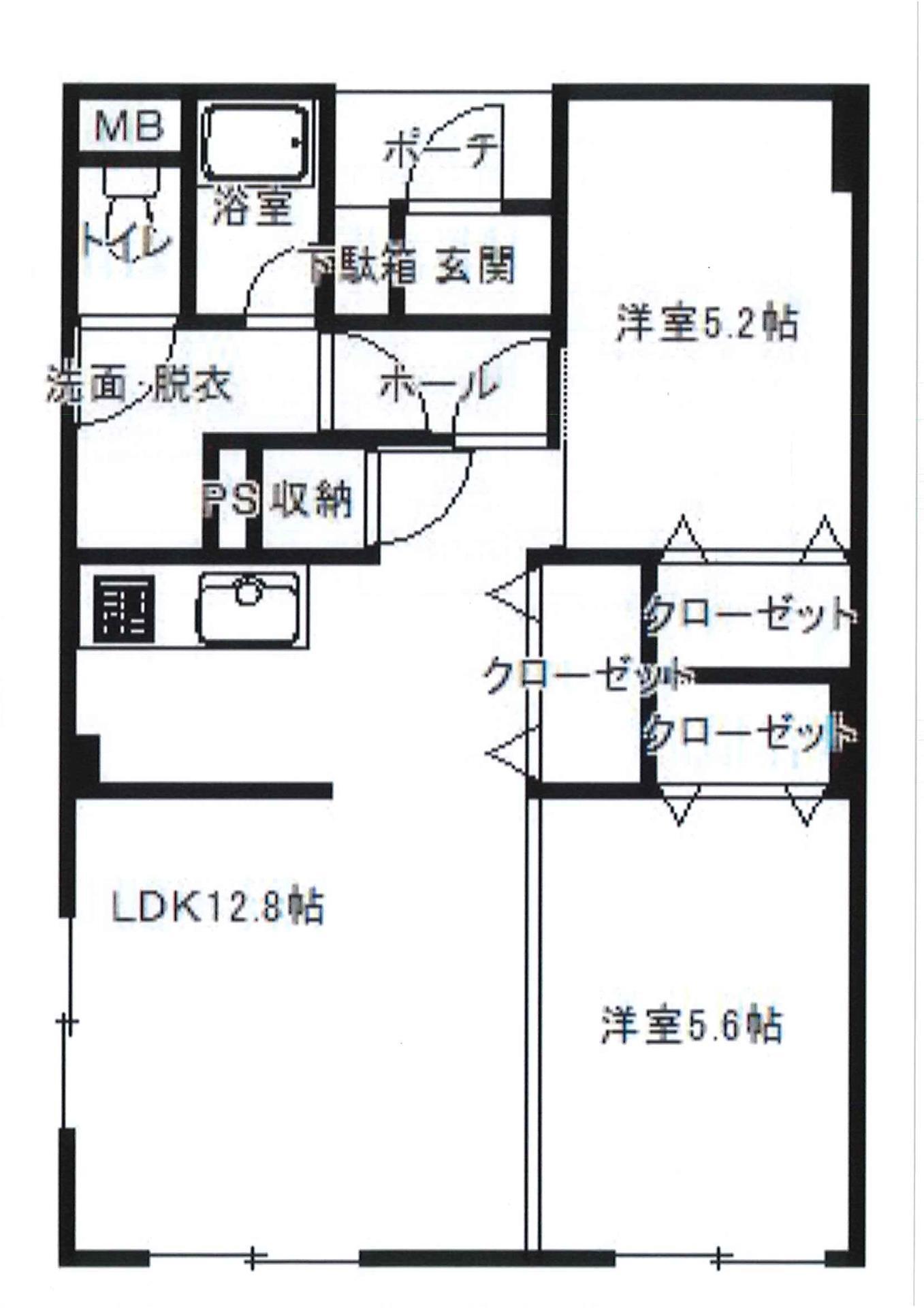 外堀川マンション(2LDK/3階)の間取り写真