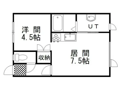 コーポひまわり文苑(1DK/2階)の間取り写真