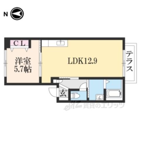 ミルキーウェイⅠ(1LDK/1階)の間取り写真