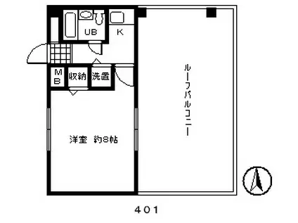 セイクリッド・トゥリー(1K/4階)の間取り写真