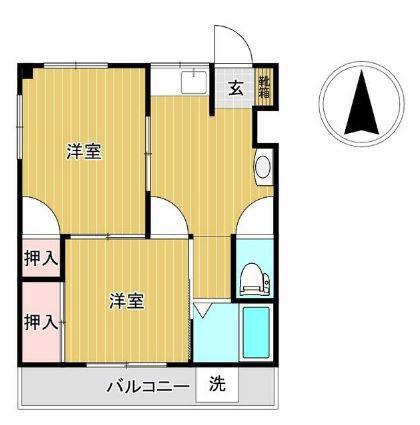 福田コーポ(2DK/2階)の間取り写真