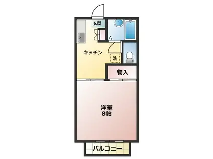 モンテラード(1K/2階)の間取り写真