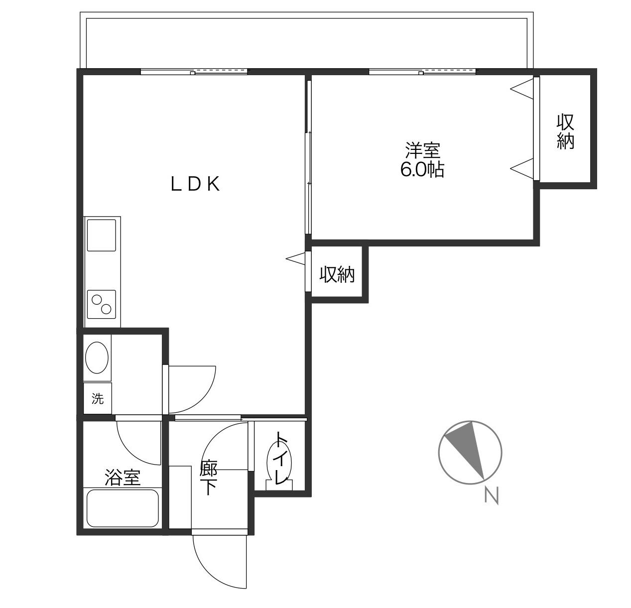 パーシモンハイツ(1LDK/3階)の間取り写真