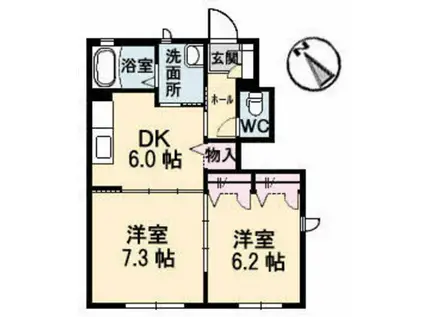 ファミール・メゾン(2DK/1階)の間取り写真