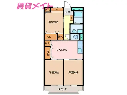 エクセレンス(3DK/2階)の間取り写真
