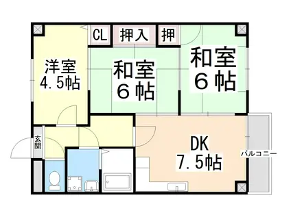 ファミール12(3DK/2階)の間取り写真