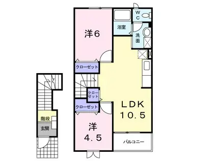 ボヌール(2LDK/2階)の間取り写真
