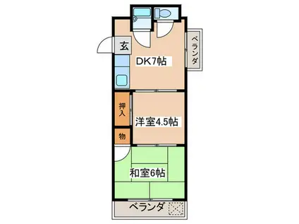 ジョイホームズ(2DK/4階)の間取り写真