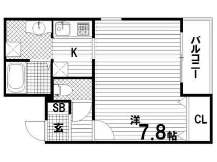 ラ・フォンテ神戸長田(1K/4階)の間取り写真