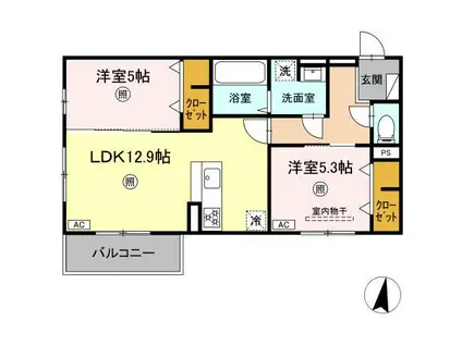 PREMILIFE日岡(2LDK/2階)の間取り写真
