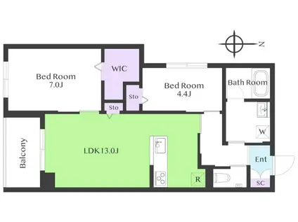 ウィズプラス等々力(2LDK/2階)の間取り写真