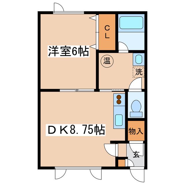 ミレニアムハイツ(1DK/1階)の間取り写真