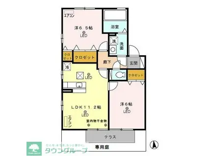 ウィルモア 壱番舘(2LDK/1階)の間取り写真