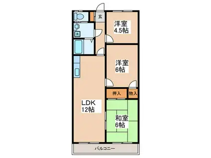 ベルエール緑ヶ丘(3LDK/1階)の間取り写真