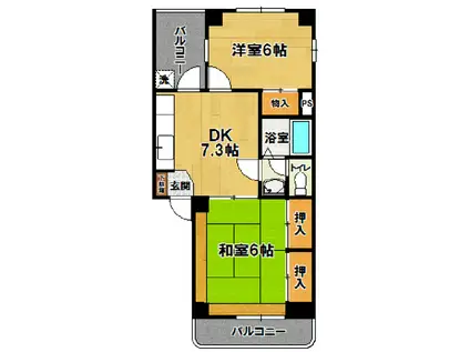 大庭マンション(2DK/4階)の間取り写真