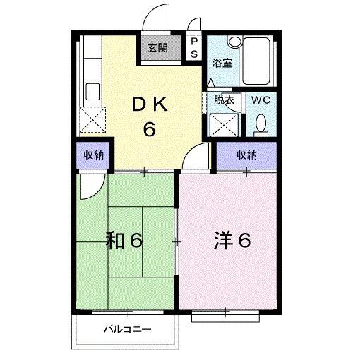 メゾンドパストラルA(2DK/2階)の間取り写真