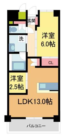LIVECASA西宮(2LDK/3階)の間取り写真