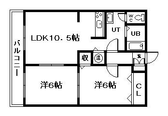 エーコーパティオス(2LDK/2階)の間取り写真