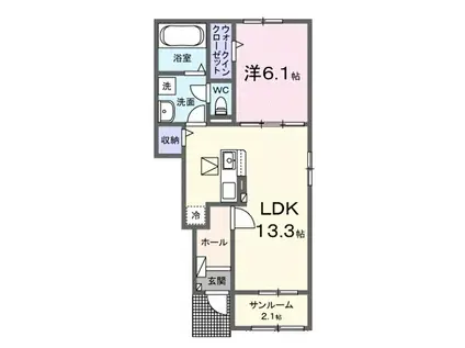ベラーノ II(1LDK/1階)の間取り写真
