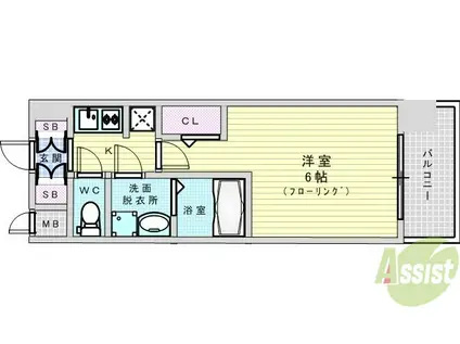 M-RESIDENCE新大阪GARDEN(1K/11階)の間取り写真