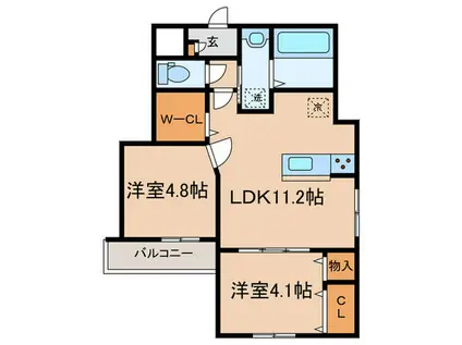 KRM RESIDENCE TSUKAGUCHI(2LDK/2階)の間取り写真