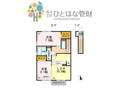 ティエドールB(2LDK/2階)の間取り写真