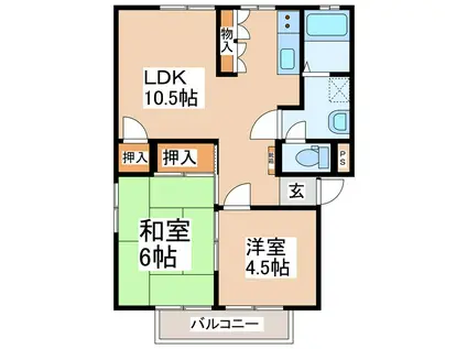 ピュアハウス(2LDK/1階)の間取り写真