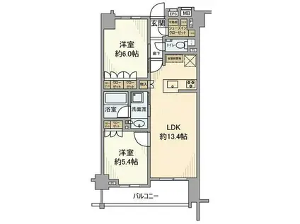 オープンレジデンシア千駄木(2LDK/2階)の間取り写真