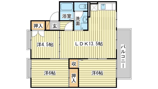 クレスト安室(3LDK/1階)の間取り写真