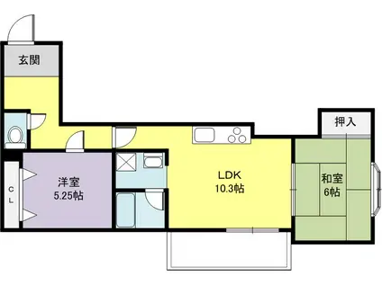 グリュイエール野田(2LDK/3階)の間取り写真