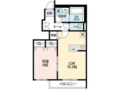コントレイルI(1LDK/1階)の間取り写真