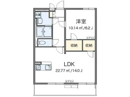 クレイノクレイン ヒルズII(1LDK/2階)の間取り写真