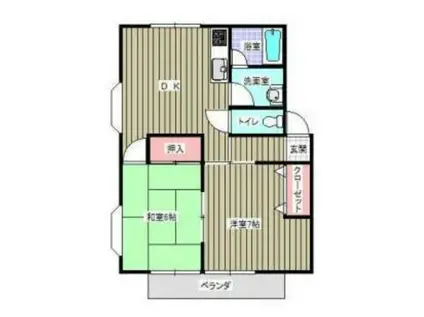 ベルエアー上田(2DK/2階)の間取り写真