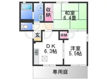 フレグランス吹上(2DK/1階)の間取り写真