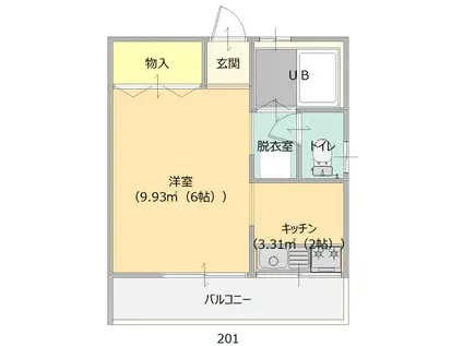 住友ハイツ(1K/2階)の間取り写真