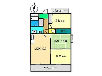 パレス南国(3LDK/3階)の間取り写真